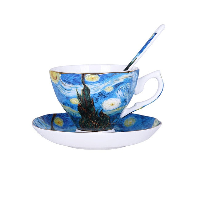 Kahvimuki ja lautassetti "The New Van Gogh"