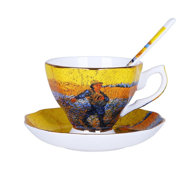 Kahvimuki ja lautassetti "The New Van Gogh"