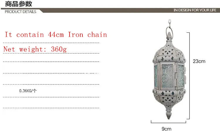 Marokkolainen lyhty – Metallinen vintage riippulyhty, 23,5 cm, 3 väriä