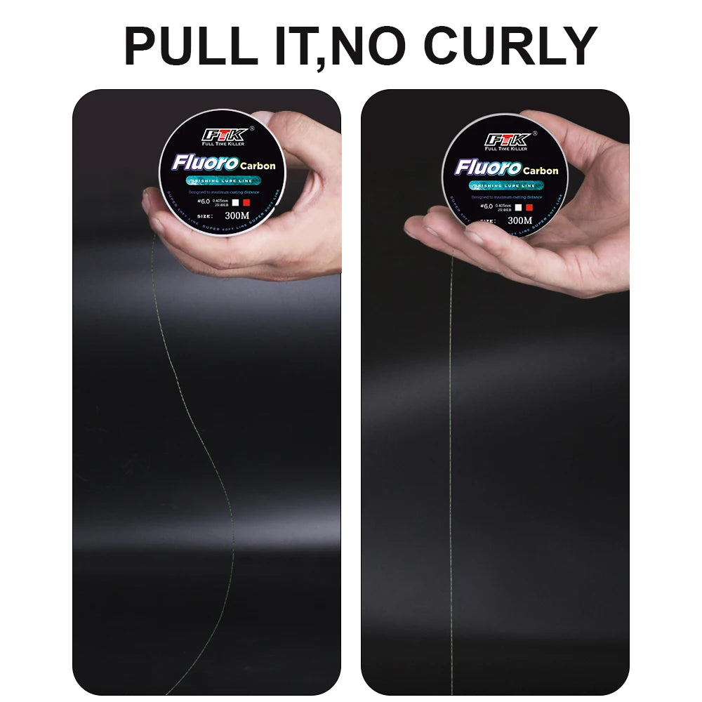 FTK Kalastussiima 300/500 m – Fluorocarbon-päällyste, 0,14–0,50 mm, 4–34 LB