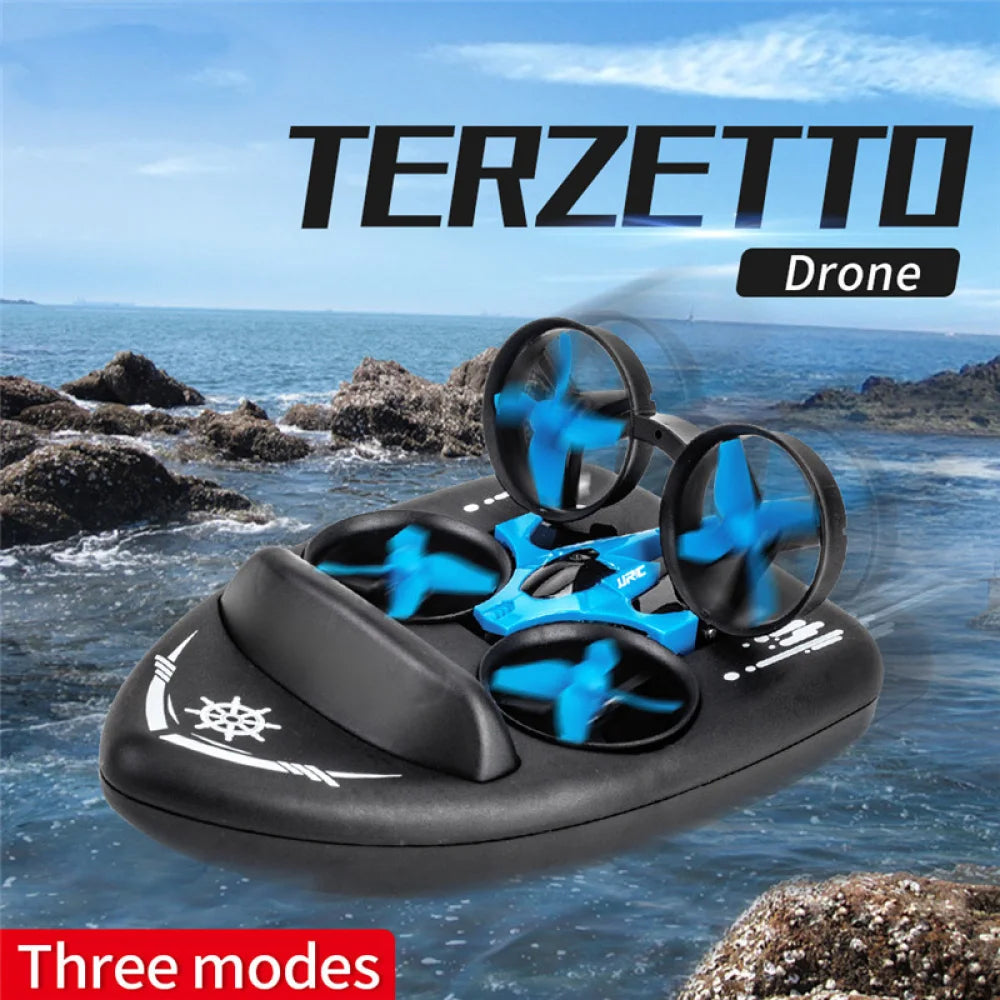 RC-ilmatyynyalus 3-in-1 – Drone, vene ja maastoajoneuvo 2,4 GHz