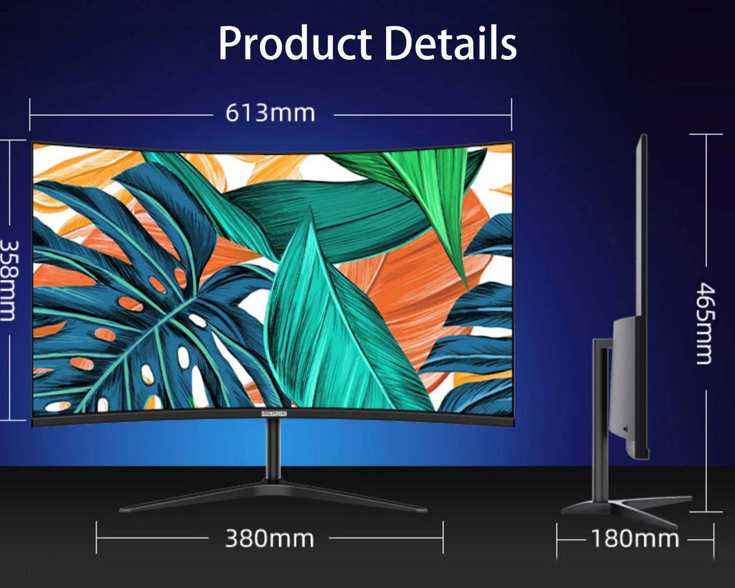 27" Kaareva näyttö – 75 Hz, 2 ms, Full HD 1080p, VA-paneeli