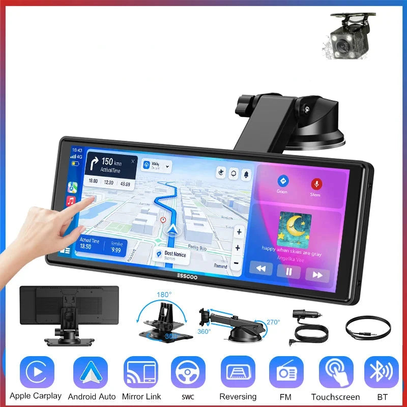 10,26" Langaton CarPlay-näyttö – Android Auto, Bluetooth 5.3, WiFi, IPS-kosketusnäyttö, NOPEA TOIMITUS