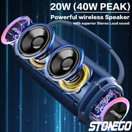 Bluetooth 5.3 Kaiutin – IPX6 Vedenpitavä | 33h Akku | RGB-Valot | TWS-Stereo | 3 Väriä