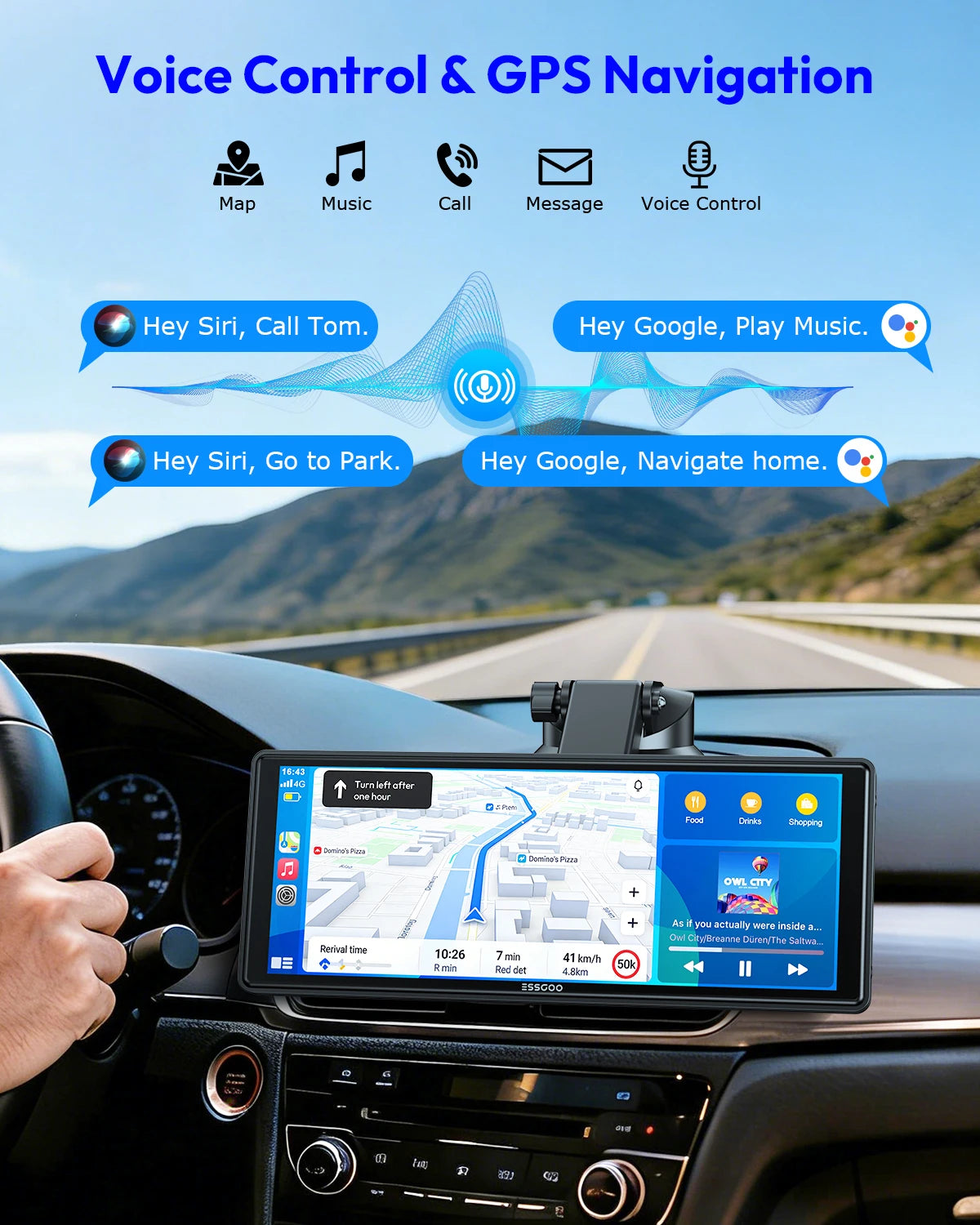 10,26" Langaton CarPlay-näyttö – Android Auto, Bluetooth 5.3, WiFi, IPS-kosketusnäyttö, NOPEA TOIMITUS