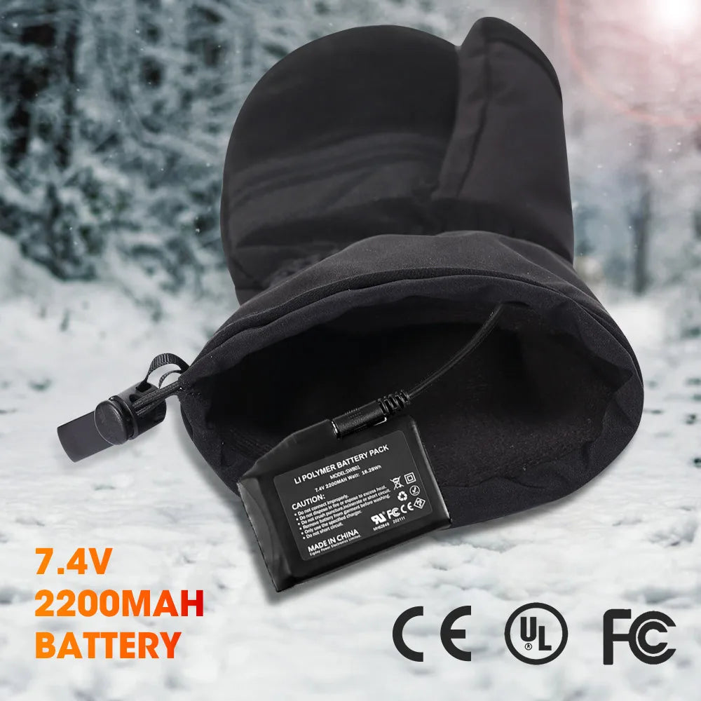 Lämmitettävät rukkaset – 7,4V akku, 3 lämpötasoa, koko käsi, XS–2XL
