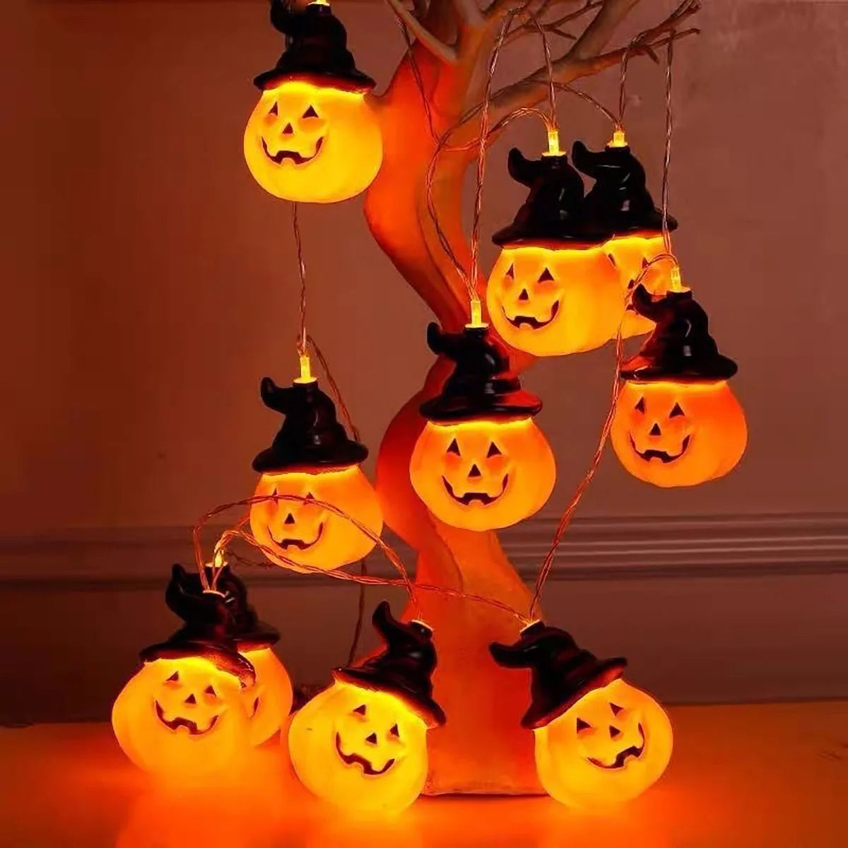 Halloween Kurpitsalyhty LED-valosarja – 1,5M 10 LED, oranssi, paristokäyttöinen