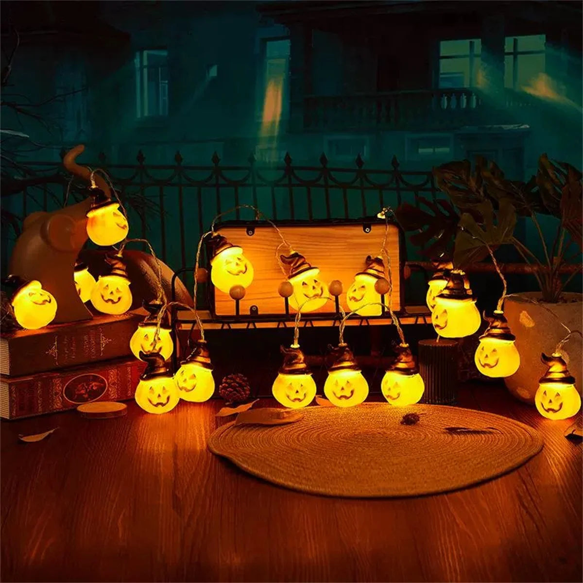 Halloween Kurpitsalyhty LED-valosarja – 1,5M 10 LED, oranssi, paristokäyttöinen
