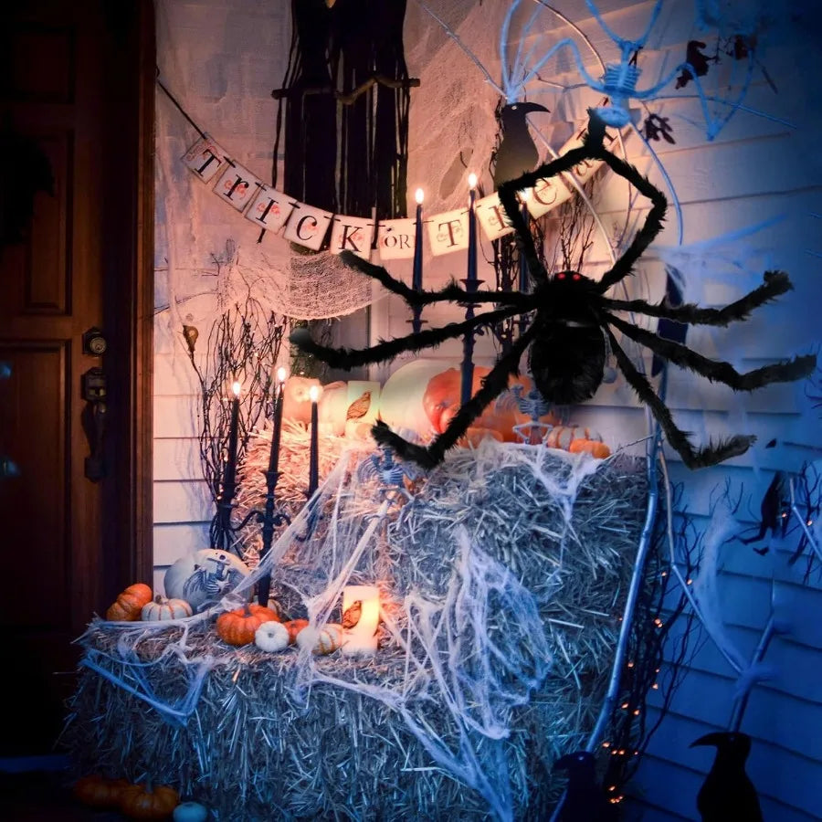 Jättiläishämähäkki Halloween-koriste – Sisä ja ulko, 7 kokoa 30–200cm