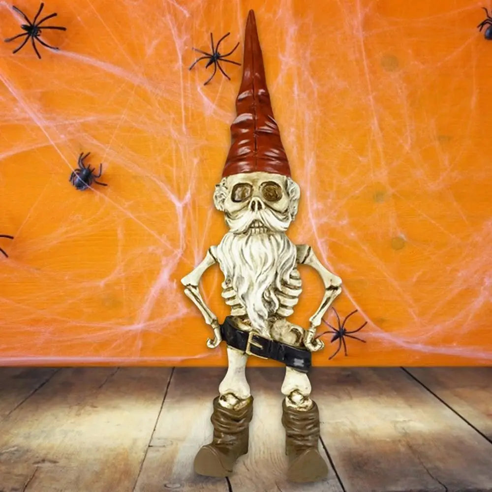 Luuranko Puutarhatonttu – Halloween-puutarhakoriste, käsinmaalattu, 3 mallia