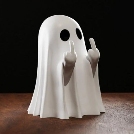 Hauska Aavepatsas – Resiinikoristeaave Halloween-sisustukseen, valkoinen