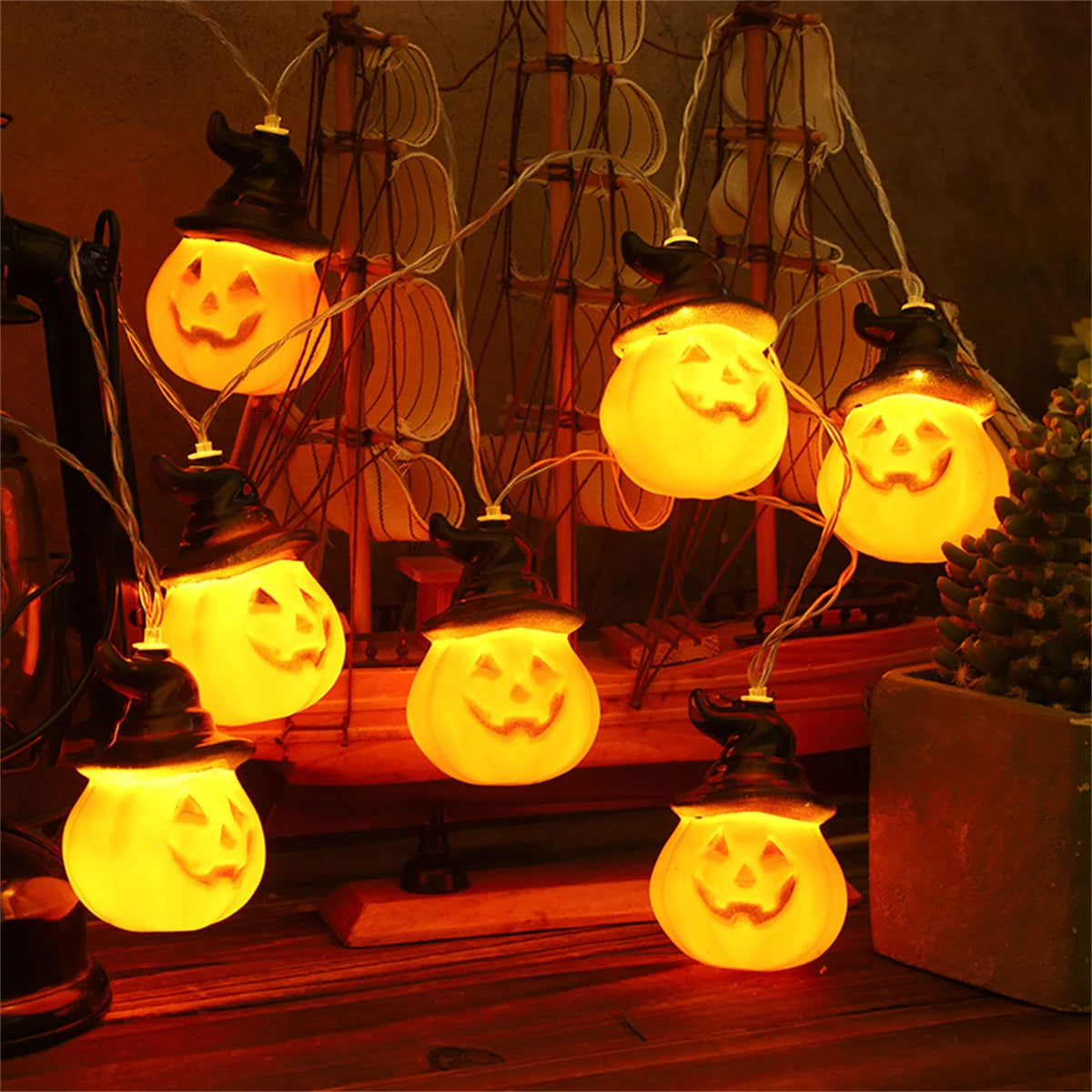 Halloween Kurpitsalyhty LED-valosarja – 1,5M 10 LED, oranssi, paristokäyttöinen