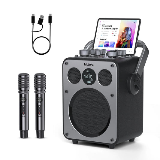 Karaokelaitteisto – 200W, 2 langatonta mikrofonia, Bluetooth