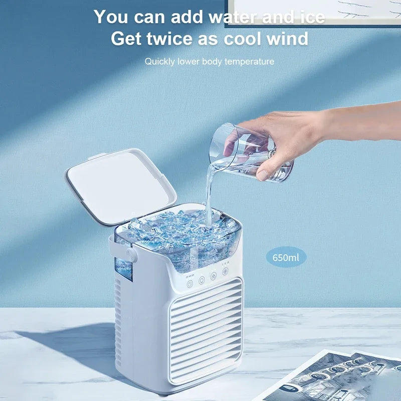 Kannettava Kosteutin & Jäähdytystuuletin – 700 ml Vesisäiliö, 3 Nopeutta, USB | Kotikäyttöön