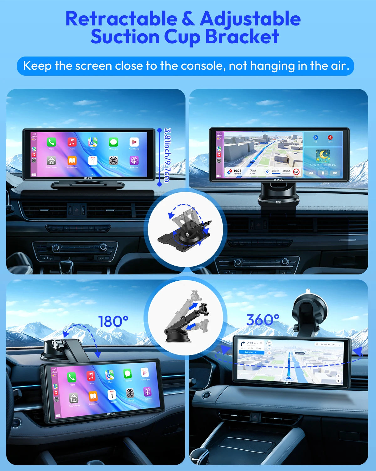 10,26" Langaton CarPlay-näyttö – Android Auto, Bluetooth 5.3, WiFi, IPS-kosketusnäyttö, NOPEA TOIMITUS