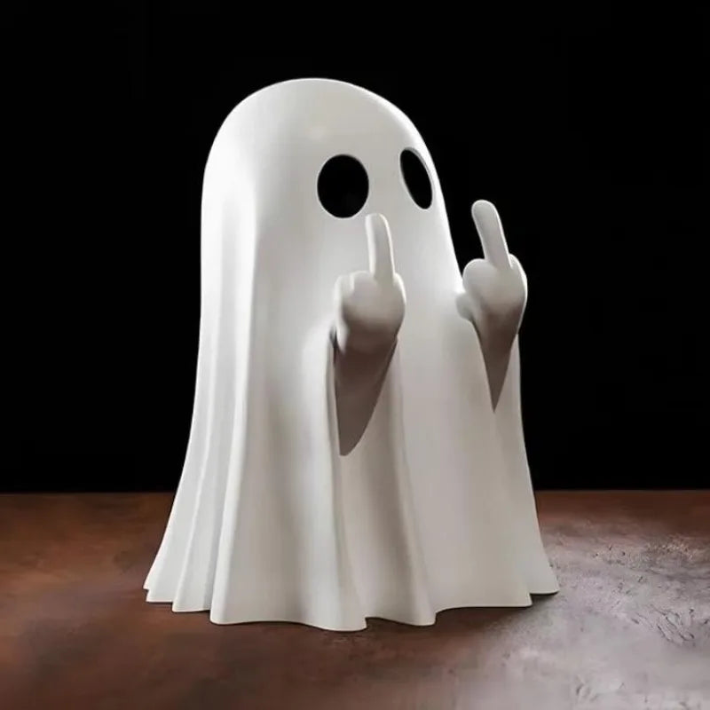 Hauska Aavepatsas – Resiinikoristeaave Halloween-sisustukseen, valkoinen