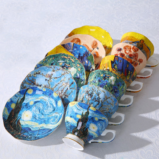 Kahvimuki ja lautassetti "The New Van Gogh"